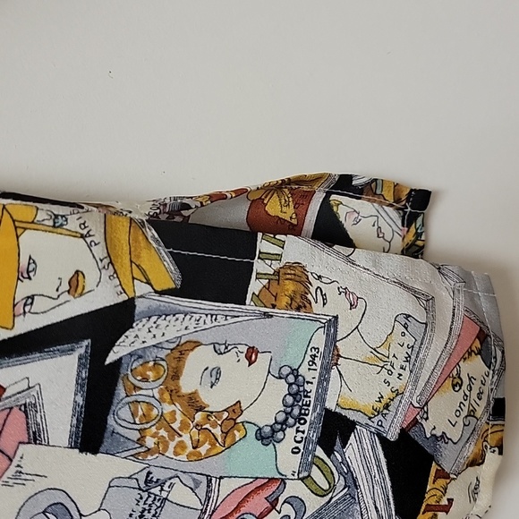 📍RARE | Vintage P.I.A.N.O Vogue Magazine Cover Print Silk Blouse - Picture 8 of 16